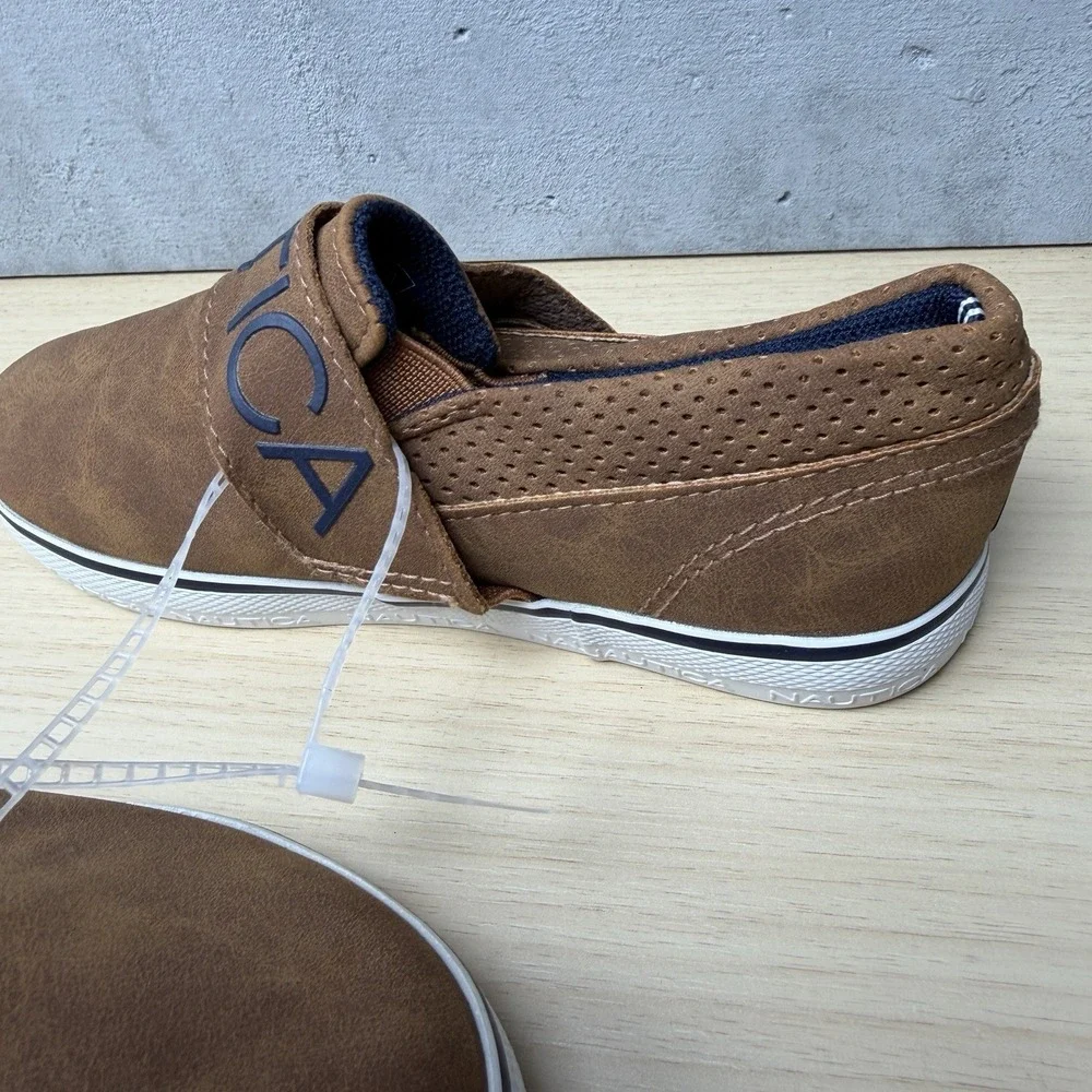 Nautica Orinoco Brown Leather slip On Dress Shoe Sneaker Toddler Size 10‎